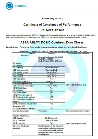 Amortizor hidraulic, mecanism pinion, forta fixa clasa EN2/3/4 - ASSA ABLOY DC140-DEV1