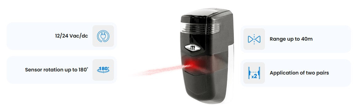 Set fotocelule de lunga distanta  MF40LED, 12 V, 40 m Motorline