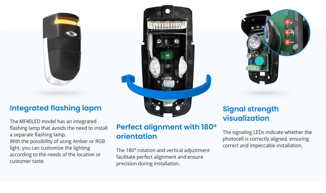 Set fotocelule de lunga distanta  MF40LED, 12 V, 40 m Motorline