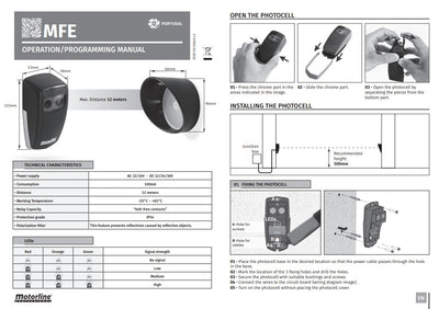Fotocelule cu reflexie MFE cu infrarosu Motorline  12 m, IP 54